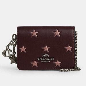 Boxed Mini Wallet On A Chain With Star Print